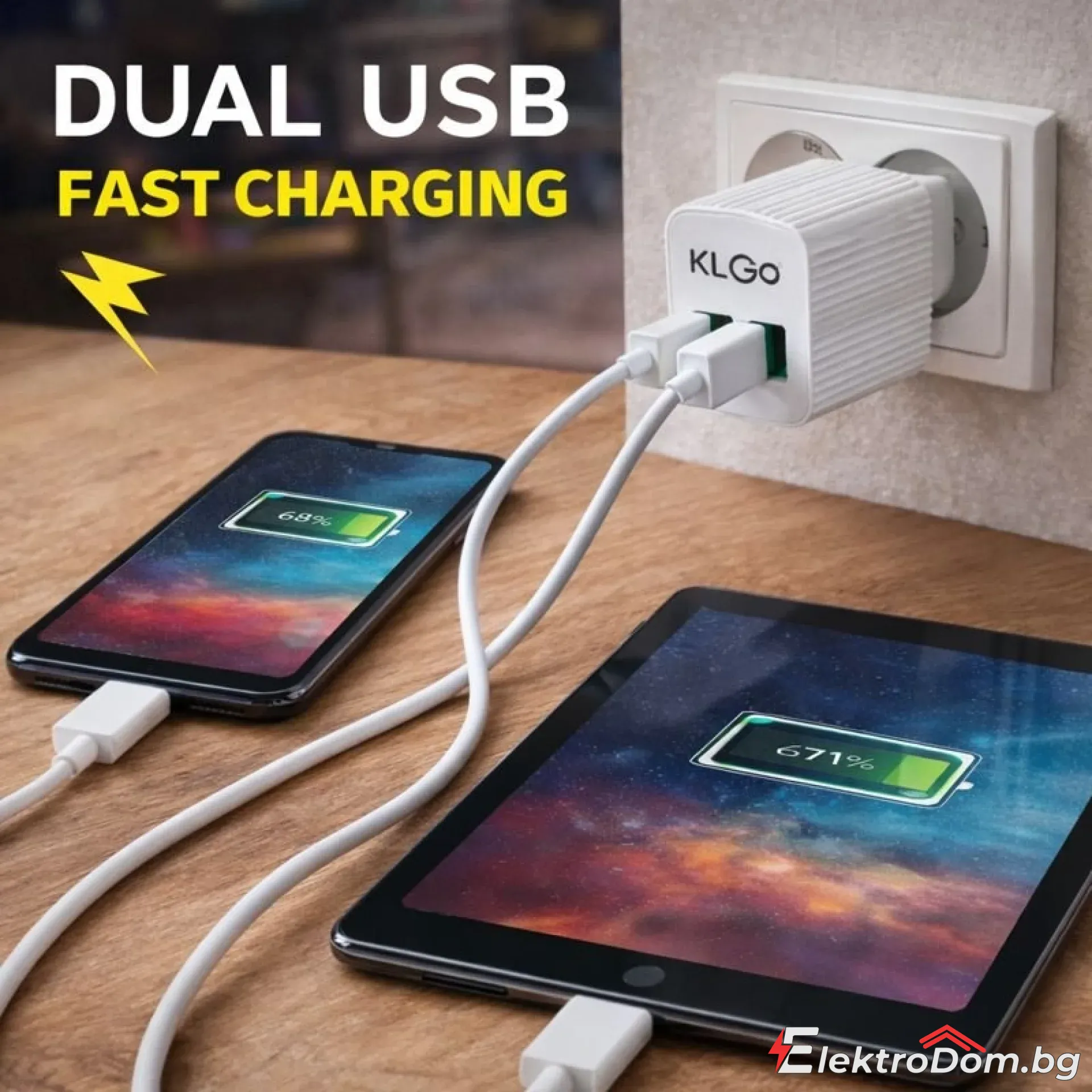 USB+%D0%91%D1%8A%D1%80%D0%B7%D0%BE+%D0%97%D0%B0%D1%80%D1%8F%D0%B4%D0%BD%D0%BE+KLGO+KC-200+%E2%80%93+Dual+USB+2.4A%2FED-USB2026